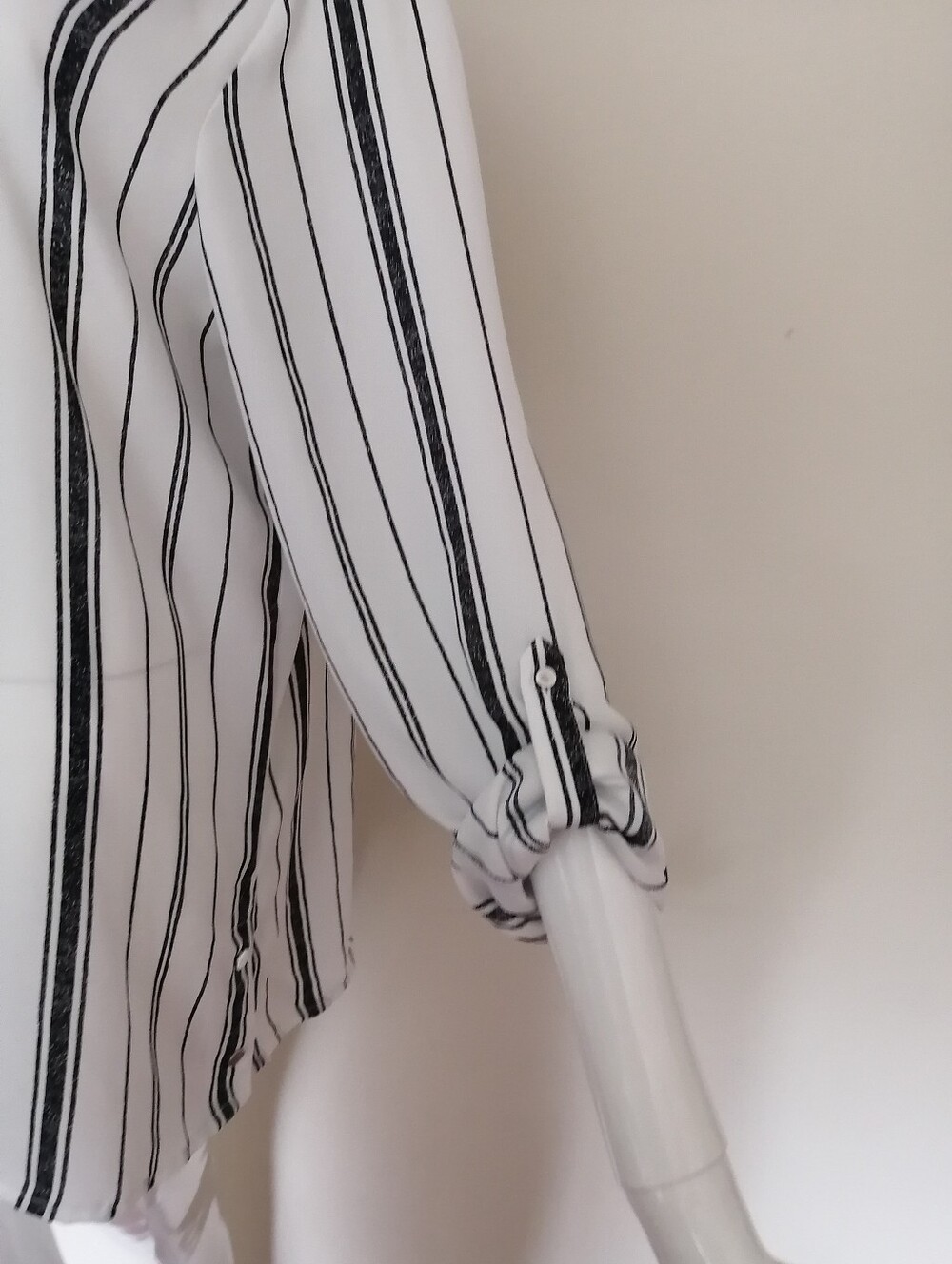 Reitmans Black & White Striped V-Neck Blouse - Picture 6 of 8